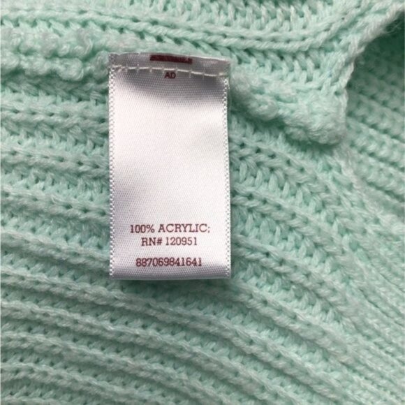 SO Women’s Crew Neck Ribbed Sweater Lace-Up Embellish, Mint, size XS - Picture 6 of 7